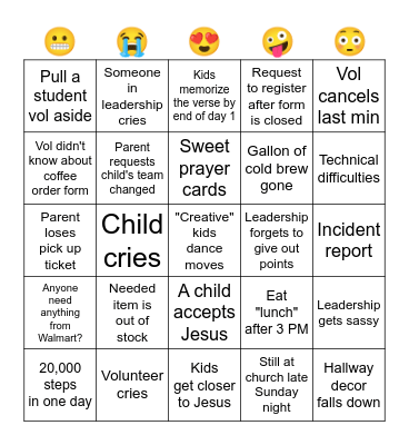 VBS BINGO Card