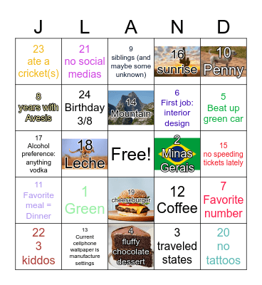 Jessicas Goodbye Bingo Card