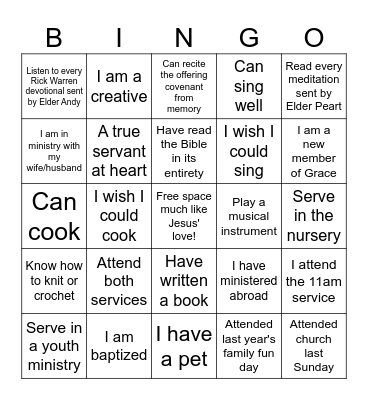 We are family Bingo Card
