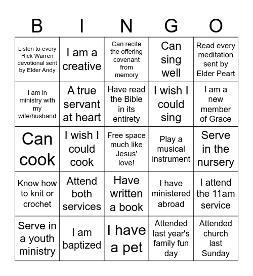 We are family Bingo Card