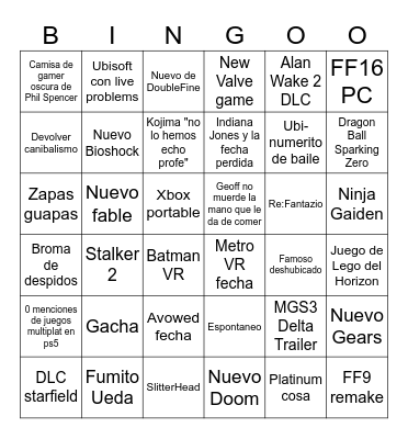 No e3 2024 Bingo Card