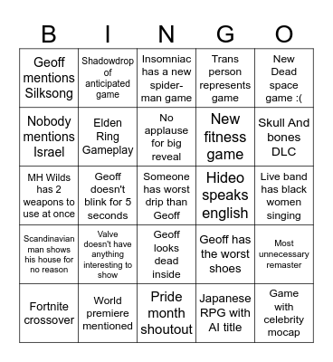 GEOFF BINGO Card