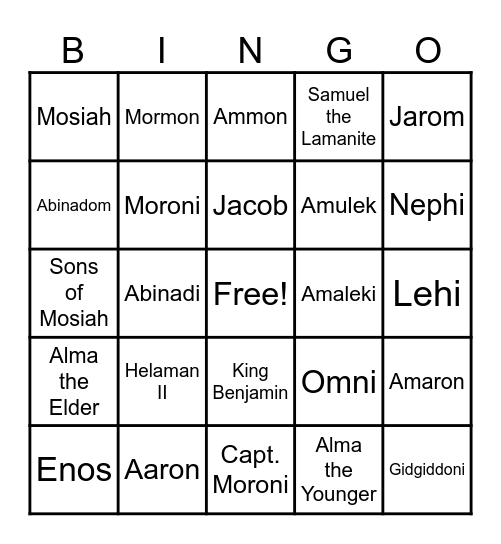 BOOK OF MORMON Bingo Card