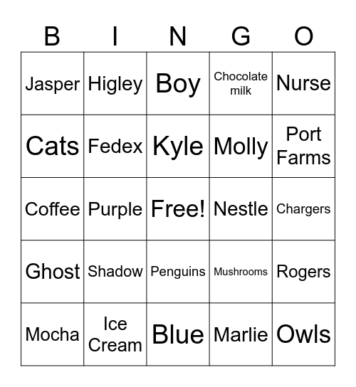 Baby Bingo Card