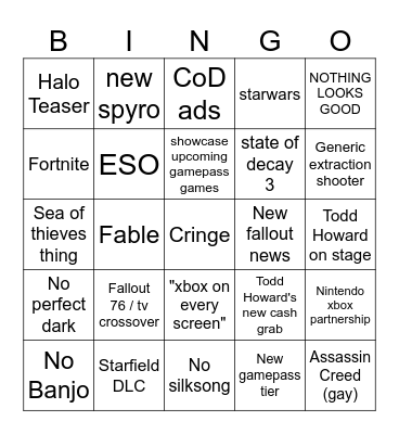 trash bag bingo card Bingo Card