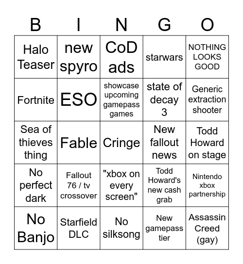 trash bag bingo card Bingo Card