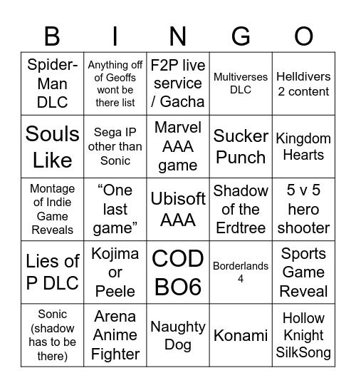 SGF Chobits Reveal Bingo Card