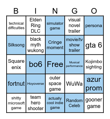 Summer Games Fest 2024 Bingo Card