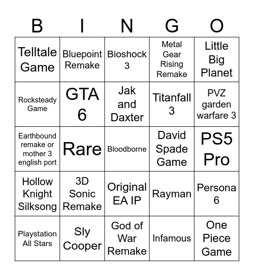 Fiction Bingo Card