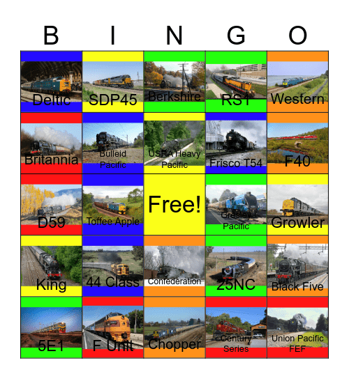Colorful Trains around the World Bingo Card