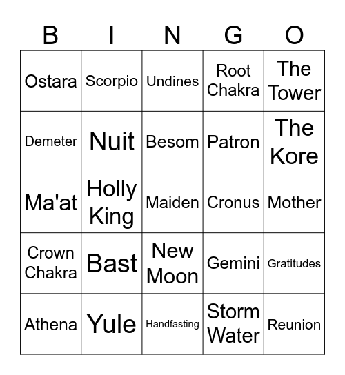 Witchy Bingo Card