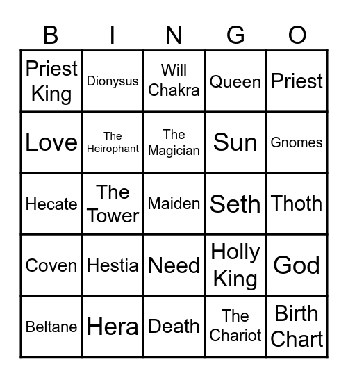 Witchy Bingo Card
