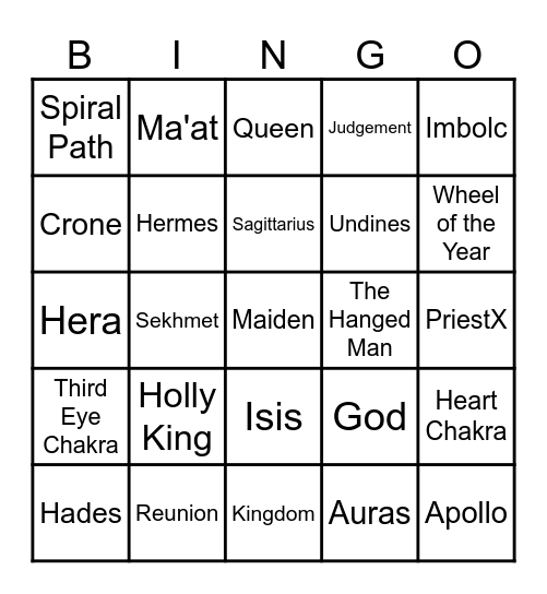 Witchy Bingo Card