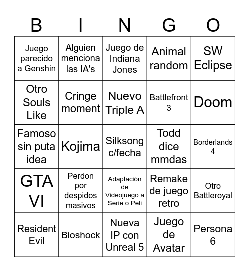 BINGO E3n't 2024 Bingo Card
