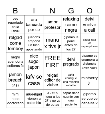 bingo del server Bingo Card