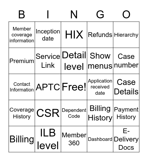 Systems  Bingo Card