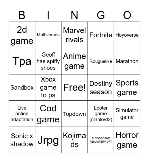 Untitled Bingo Card