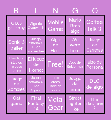 E3 Bingo Card