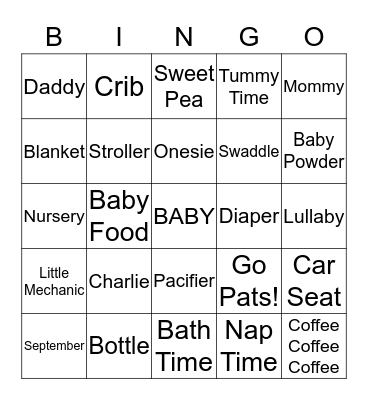 Kayla's Baby Shower Bingo! Bingo Card