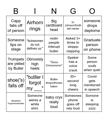 2024 Graduation Bingo Card