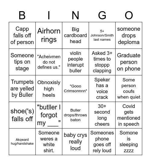 2024 Graduation Bingo Card
