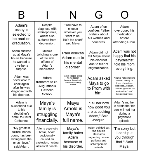 Words on Bathroom Walls Bingo Card