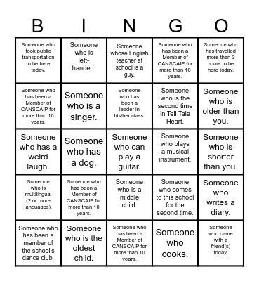 Mingle Bingo Card