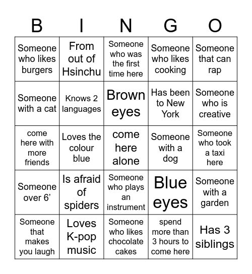 Mingle Bingo! Bingo Card