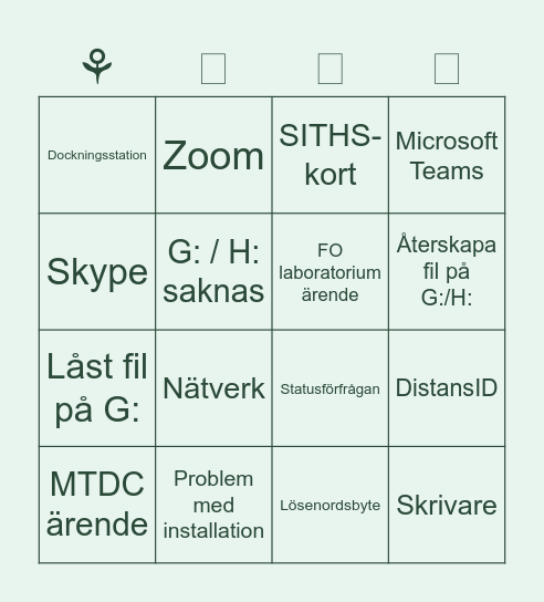 °˖❀Klämdagsbingo✿˖° Bingo Card