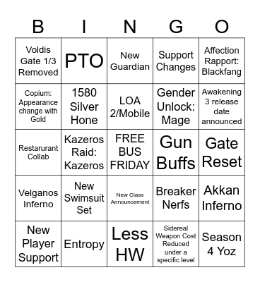 SUMMER LOAON 2024 Copium Bingo Card