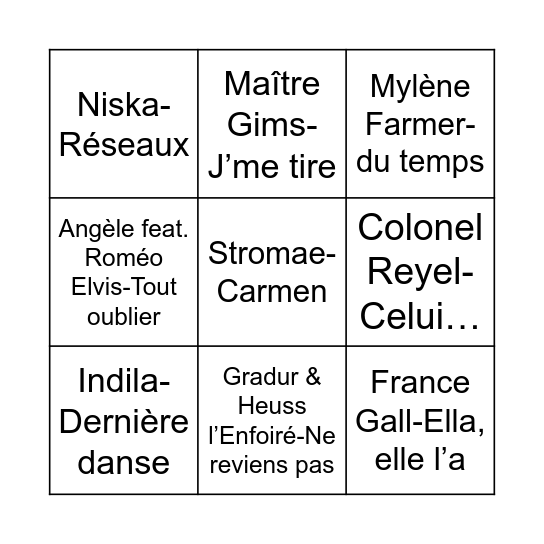 Muziekbingo Card