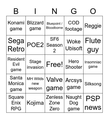 Summer Games Fest 2024 Bingo Card