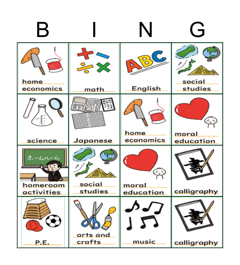 I like _____________ Bingo Card