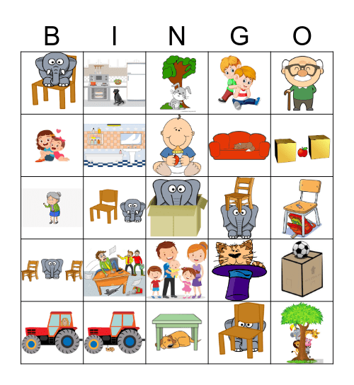 Home, Family and Prepositions Bingo Card