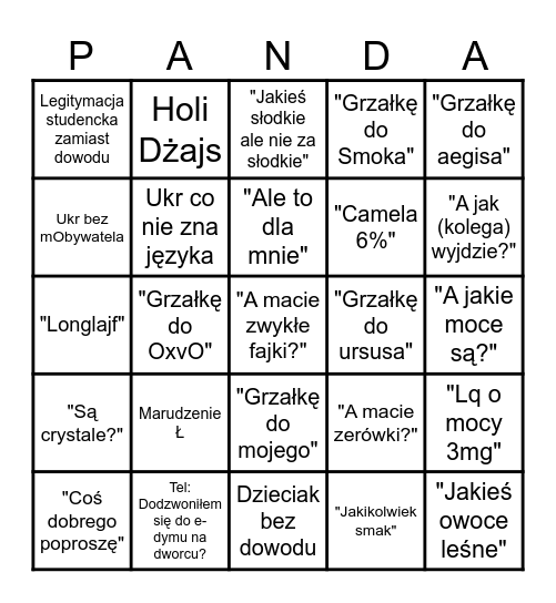 E-dymowe Bingo Card