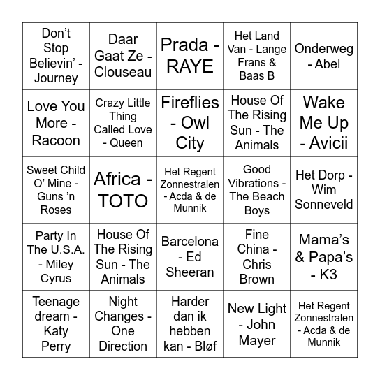 BRUIK+ BBQ MUSIC BINGO <3 Bingo Card