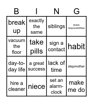 revision Bingo Card