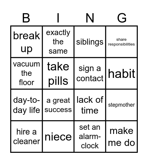 revision Bingo Card