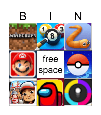 childhood bingo Card