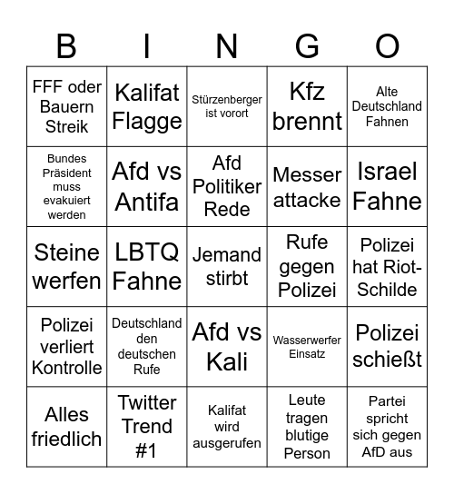 Mannheim Bingo Card
