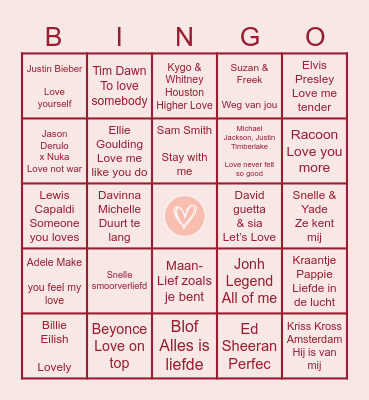* Valentijns Muziek Bingo * Bingo Card