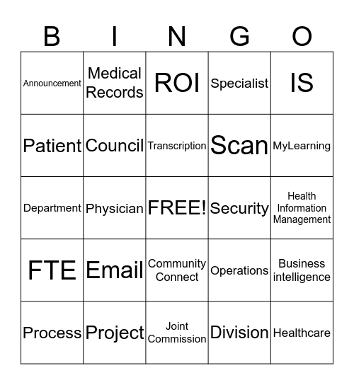 Health Information Professionals Week!!!! Bingo Card