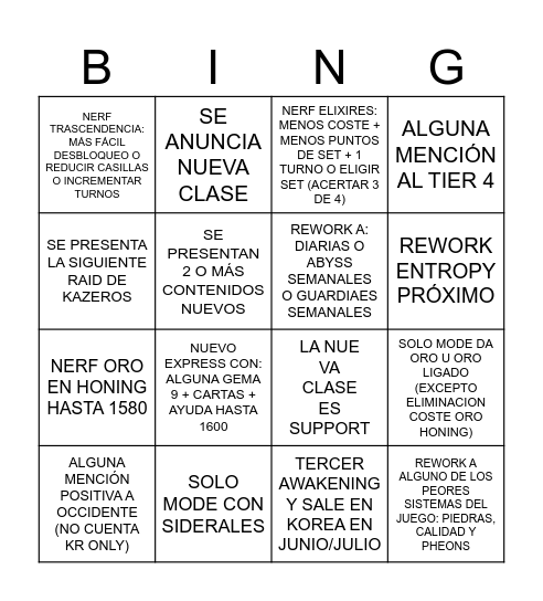 LOA ON COPIUM BOYS Bingo Card