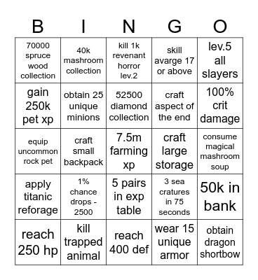 Skyblock Bingo Card
