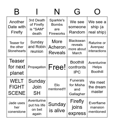 HSR STORY 2.3 BINGO Card