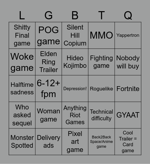 SUMMER GAME FEST Bingo Card