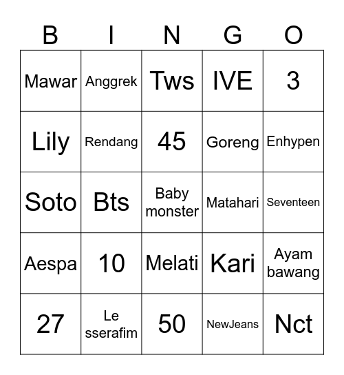 PNYA SKUYA Bingo Card