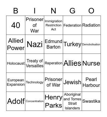 World War II Bingo Card