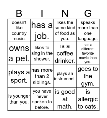 Find Someone Who... Bingo Card