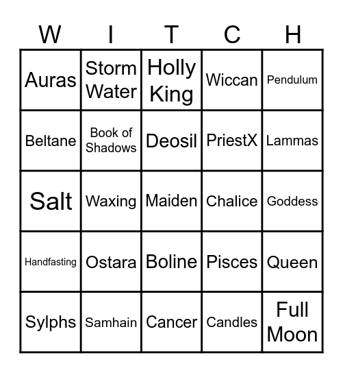 Witchy Bingo Card